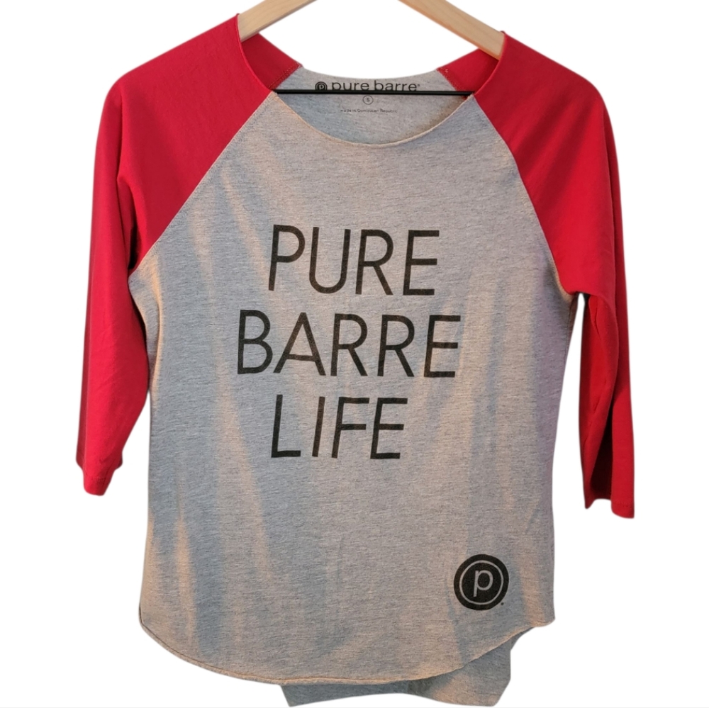 Pure Barre Red and Gray Jersey Style Shirt Size‎ S